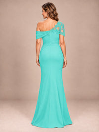 One Shoulder Chiffon Mother of The Bride Dress
