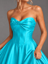 Sweetheart Neck Strapless Satin A-Line Prom Dress