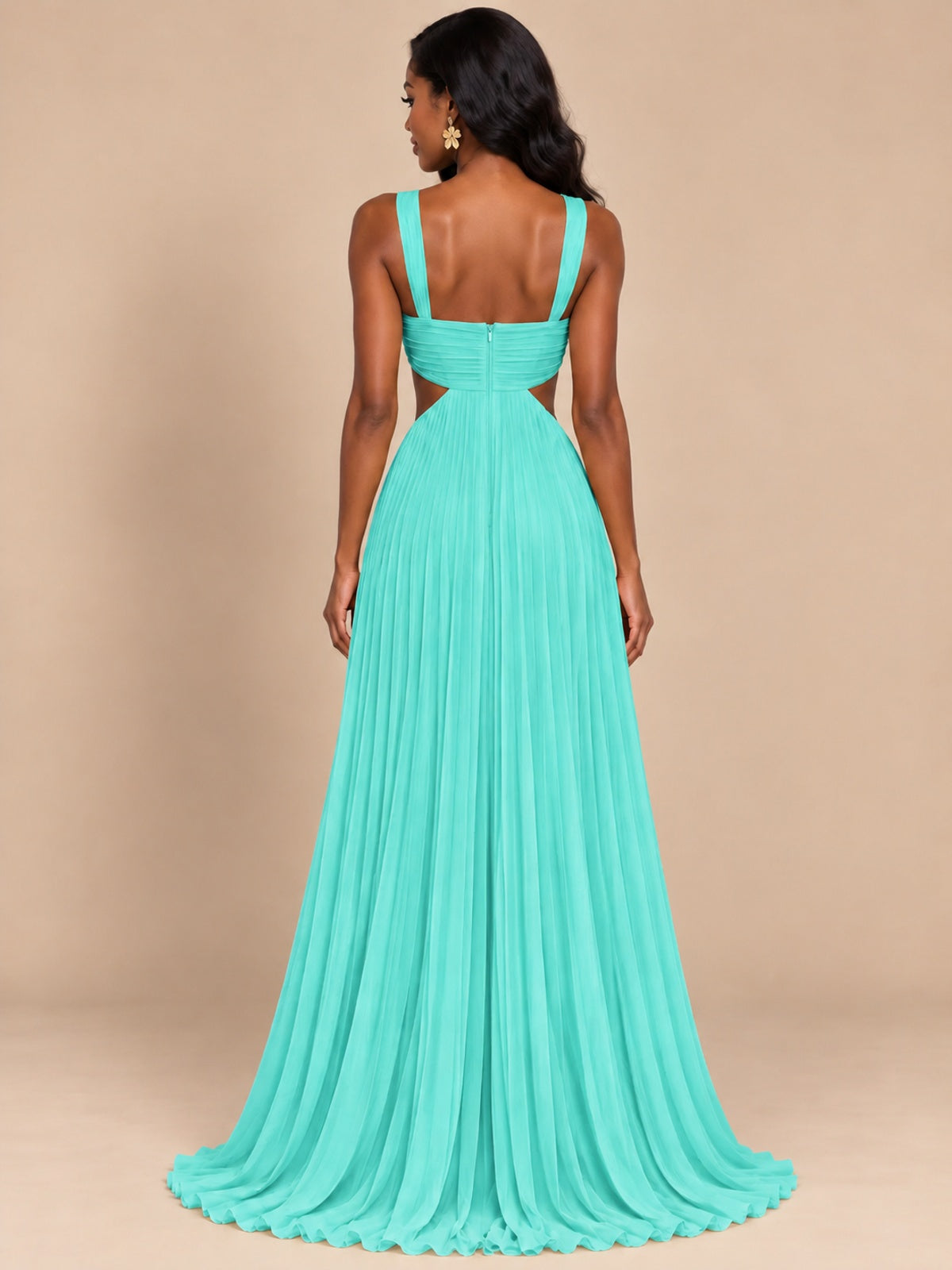 Butter Yellow Pleated Cutout Maxi Dress