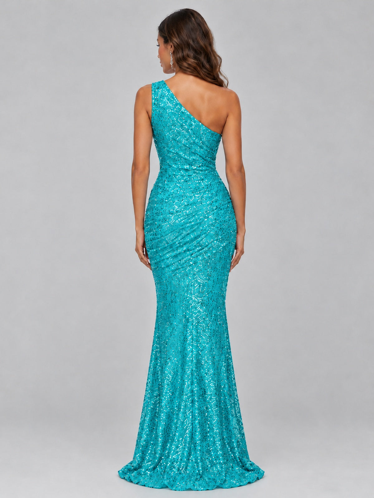 Sequin Mermaid One Shoulder Prom Dress Long formal Gown