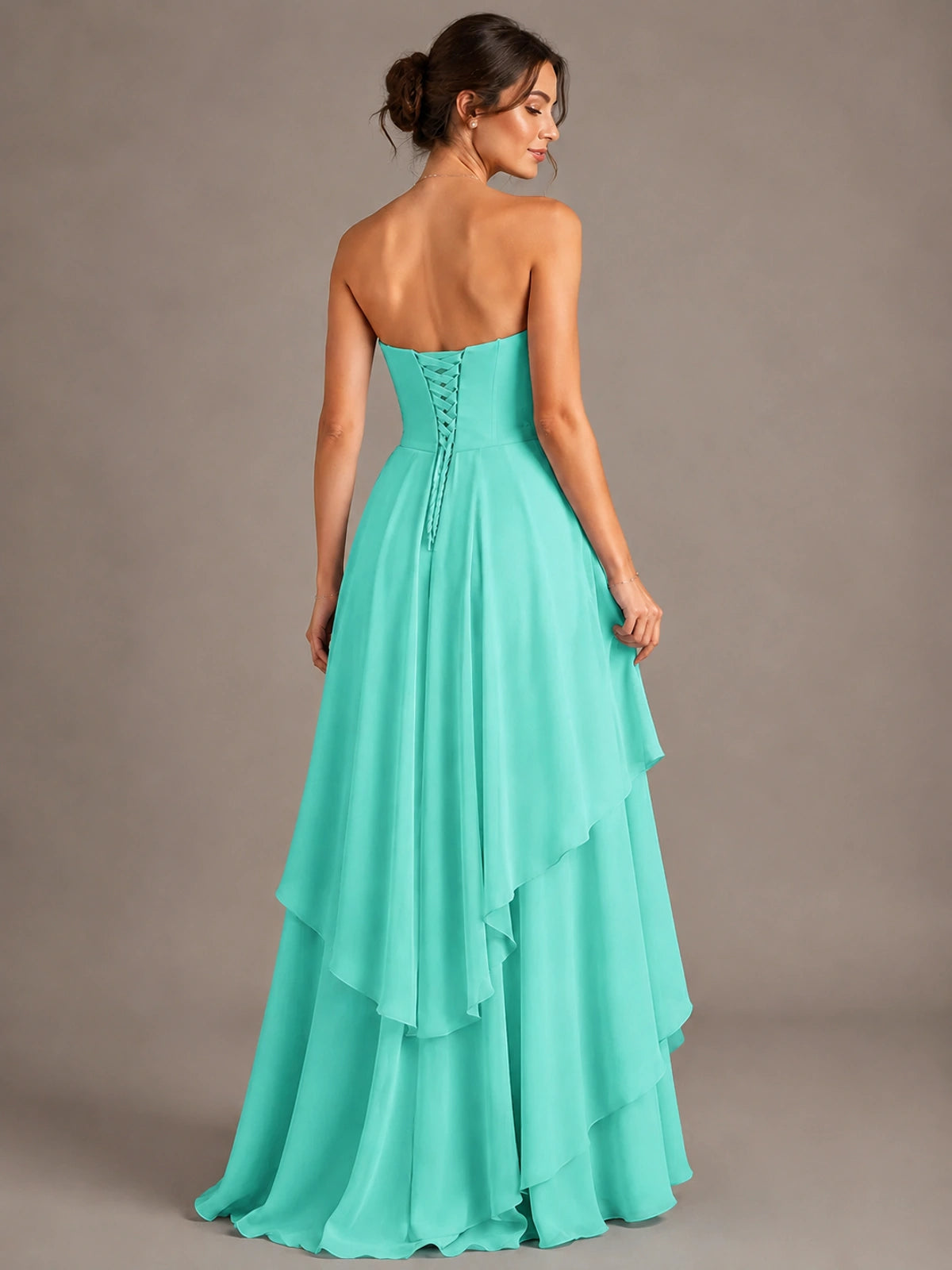 Strapless Ruffle A-Line Maxi Dress