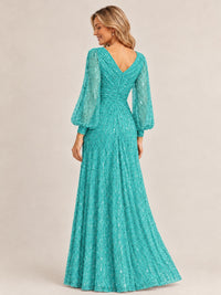 Sparkle Sequin Mother of The Bride Dresses with Long Sleeves
