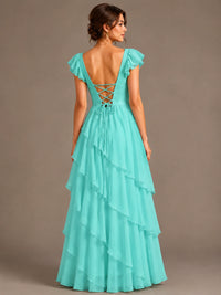 Ruffle Tiered V Neck Maxi Dress