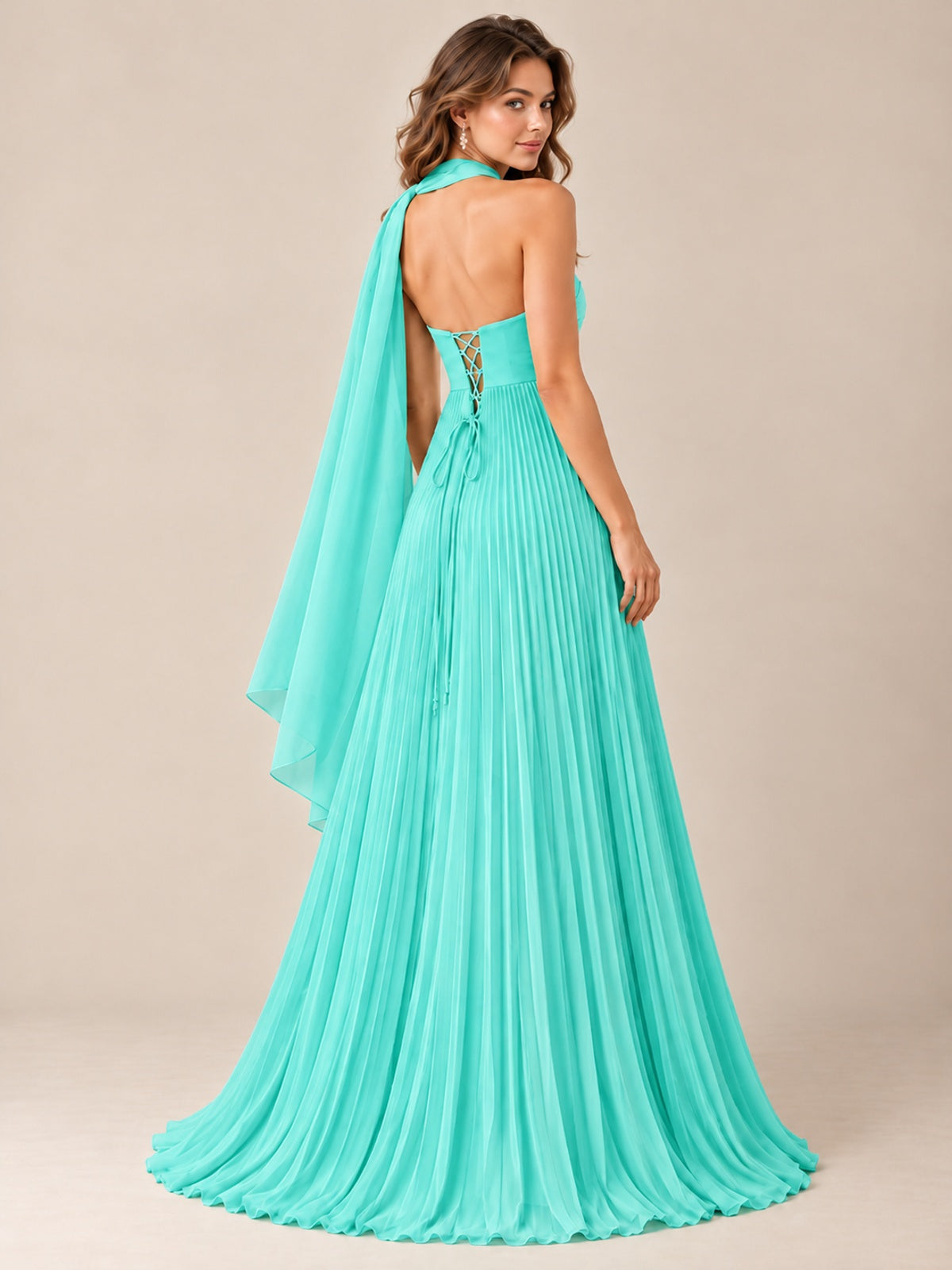 Sweetheart Neckline Pleated Prom Dress Strapless A-line Formal Dress with Flowy Scarf