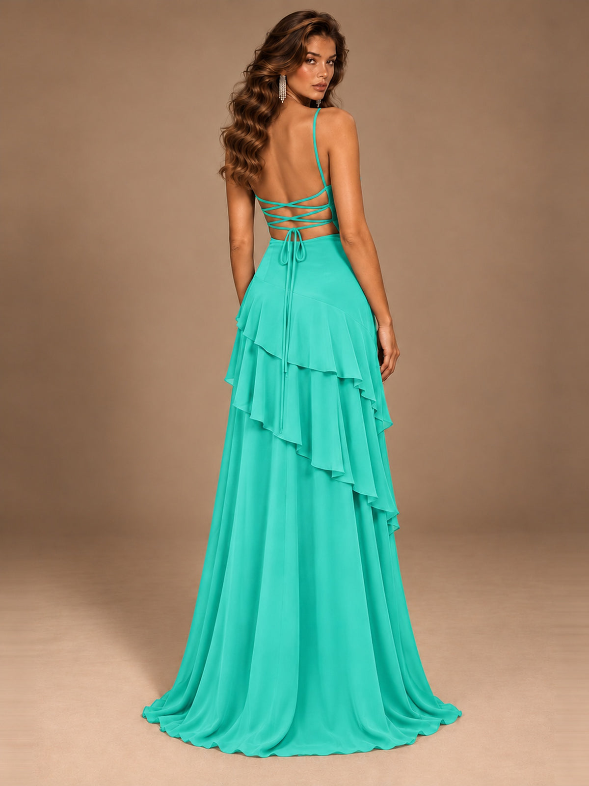 Sweetheart A-Line Ruffle Prom Dress with Spaghetti Straps