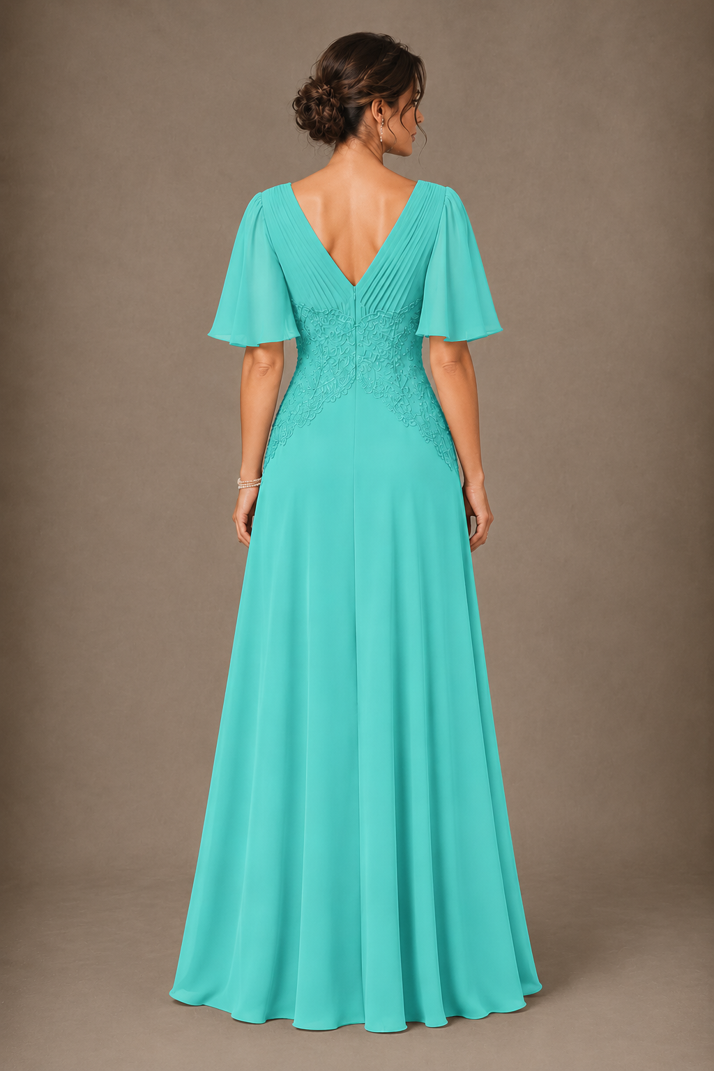 A-Line Chiffon Mother of the Bride Dress with Applique