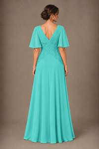 A-Line Chiffon Mother of the Bride Dress with Applique