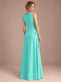 3D Floral Applique Sleeveless Formal Maxi Dress