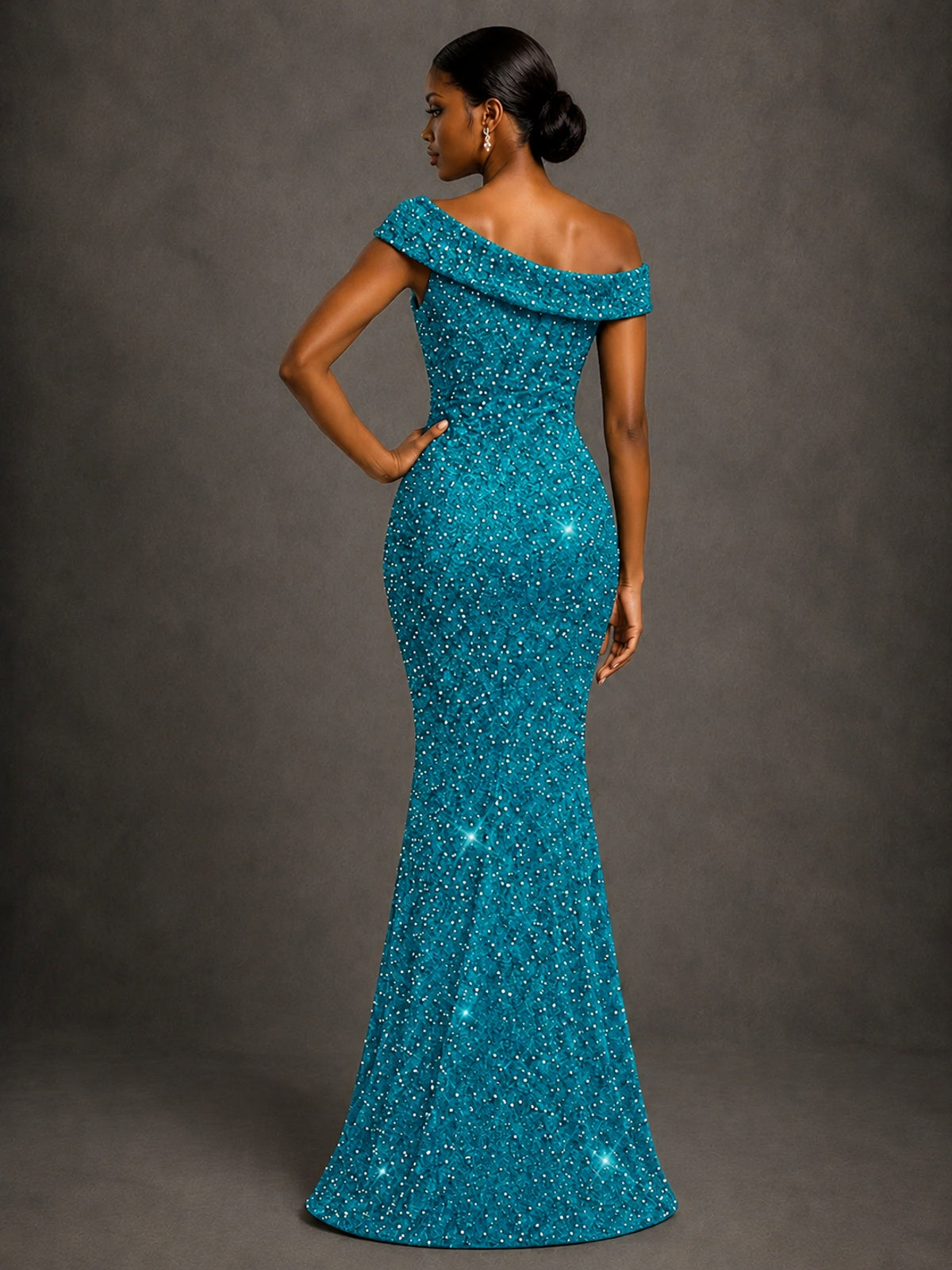 Sequin Off Shoulder Mermaid Prom Dress