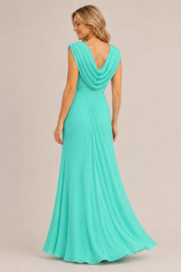 Cowl Neck Ruched Chiffon Mother of the Bride Dress