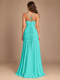 Butter Yellow Square Neck Ruched A-Line Prom Dress