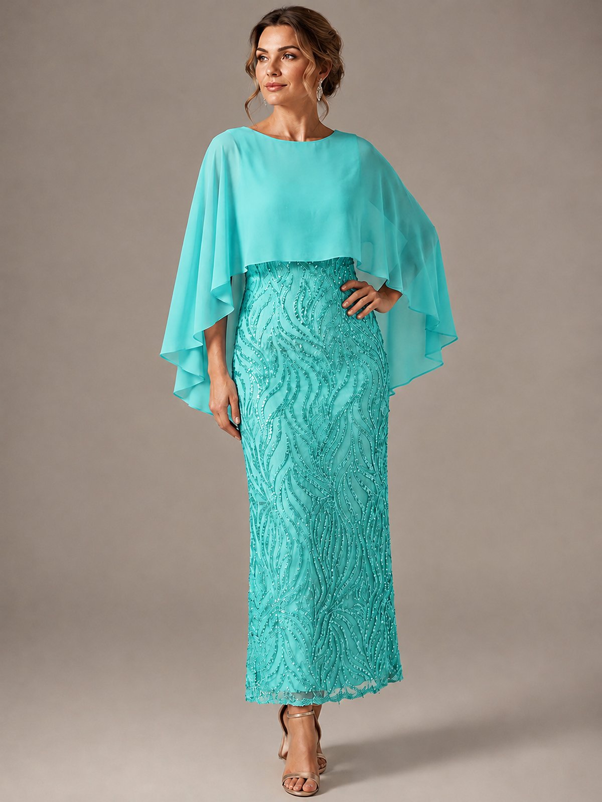 Light Blue Sequin 2 Pieces Mother of the Bride Dress