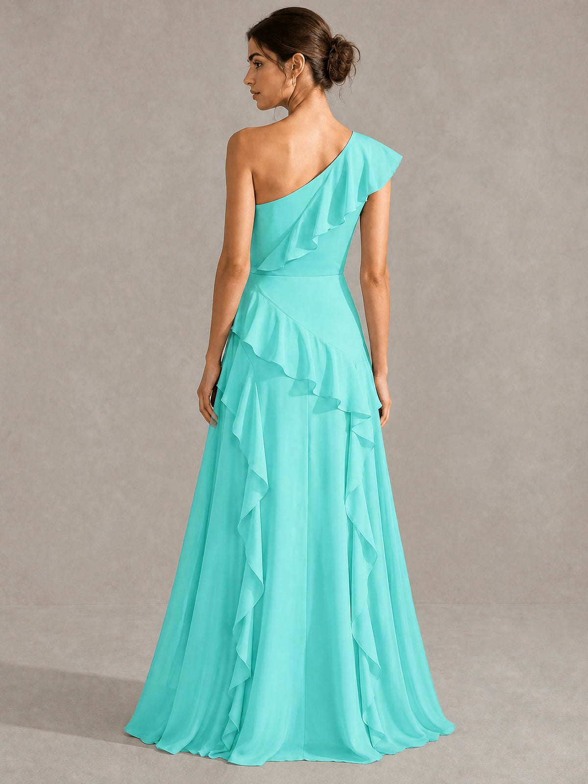 Sage Green One Shoulder Ruffle Bridesmaid Dress