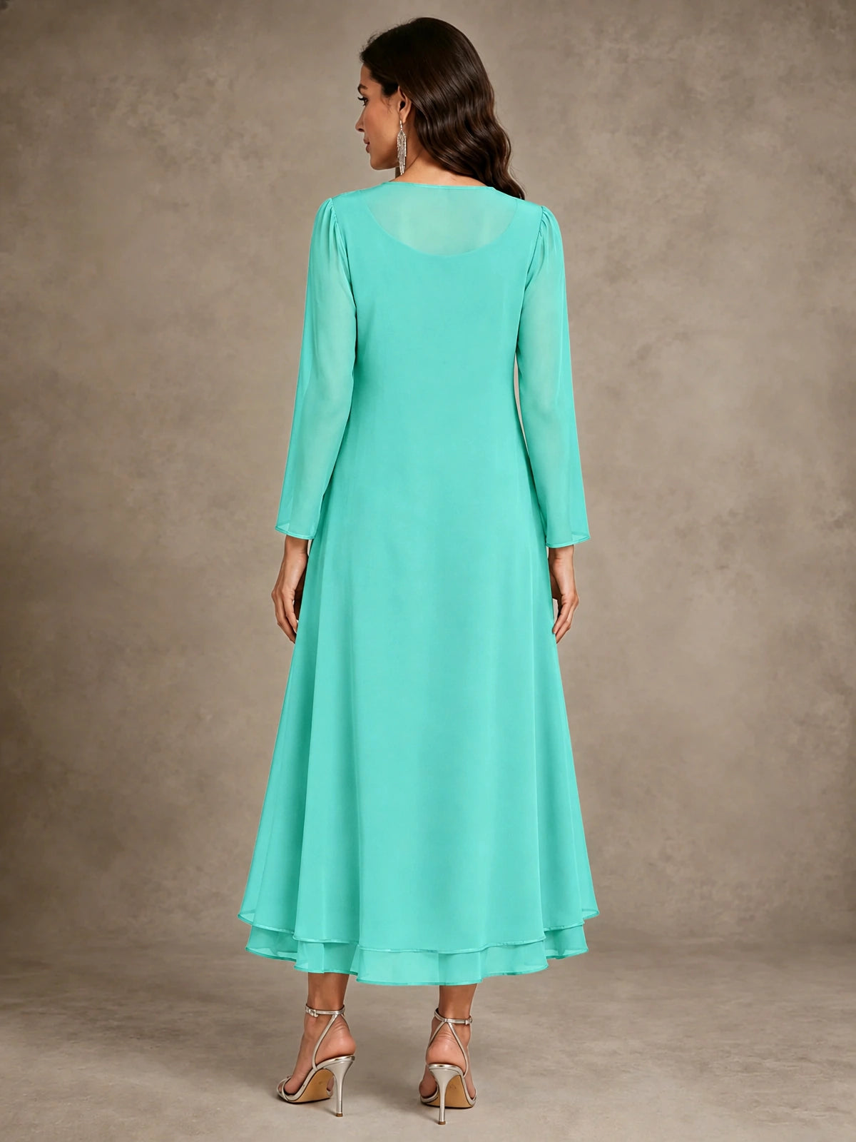 Sequin Chiffon Mother of the Bride Dress with Jacket