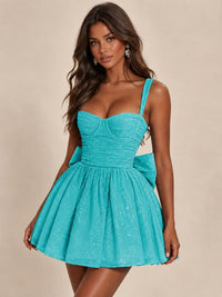 Sweetheart Glitter Tulle Puffy Mini Dress with Bow