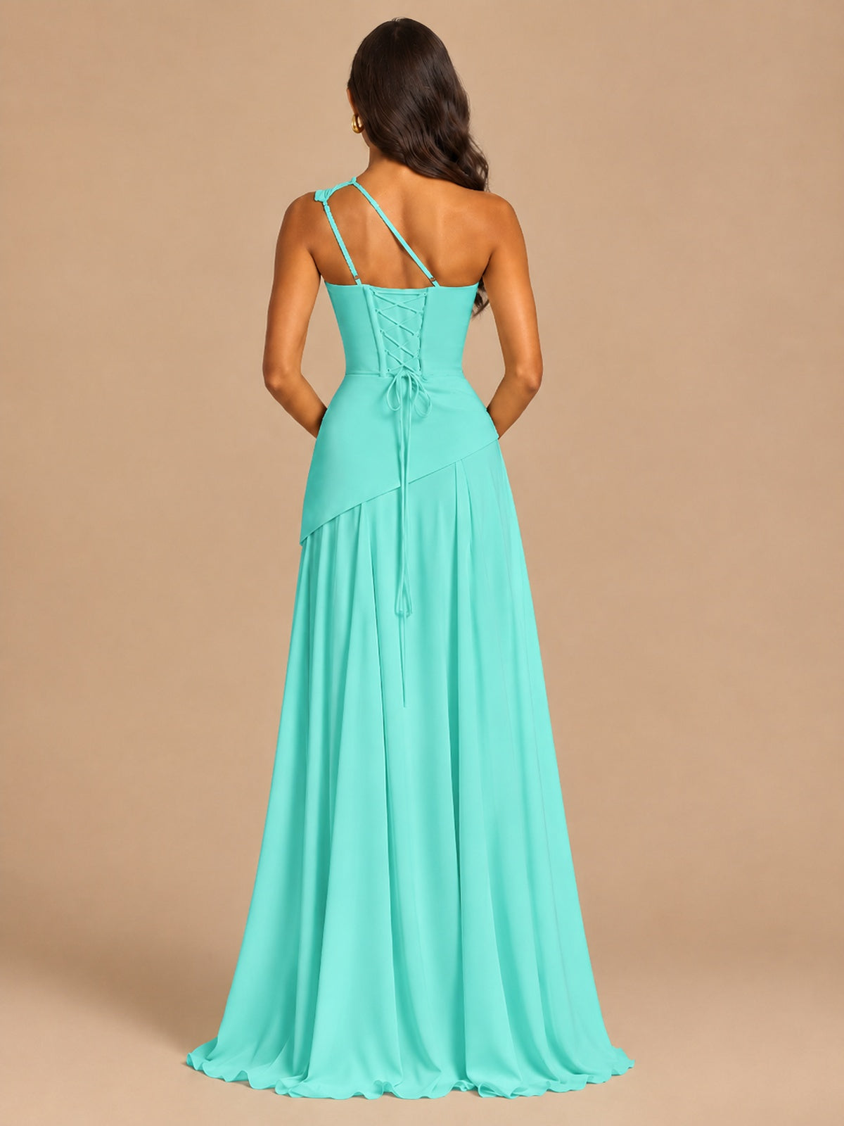 One Shoulder Prom Dress A-line Ruched Women Wedding Formal Gowns