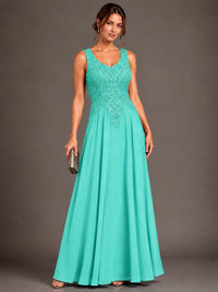 A-line 2 Pieces Chiffon Appliques Mother of The Bride Dresses with Jackets