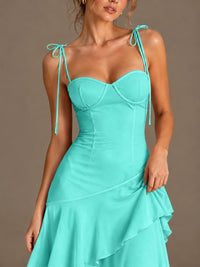 Spaghetti Strap Tiered Ruffles Chiffon Prom Dress