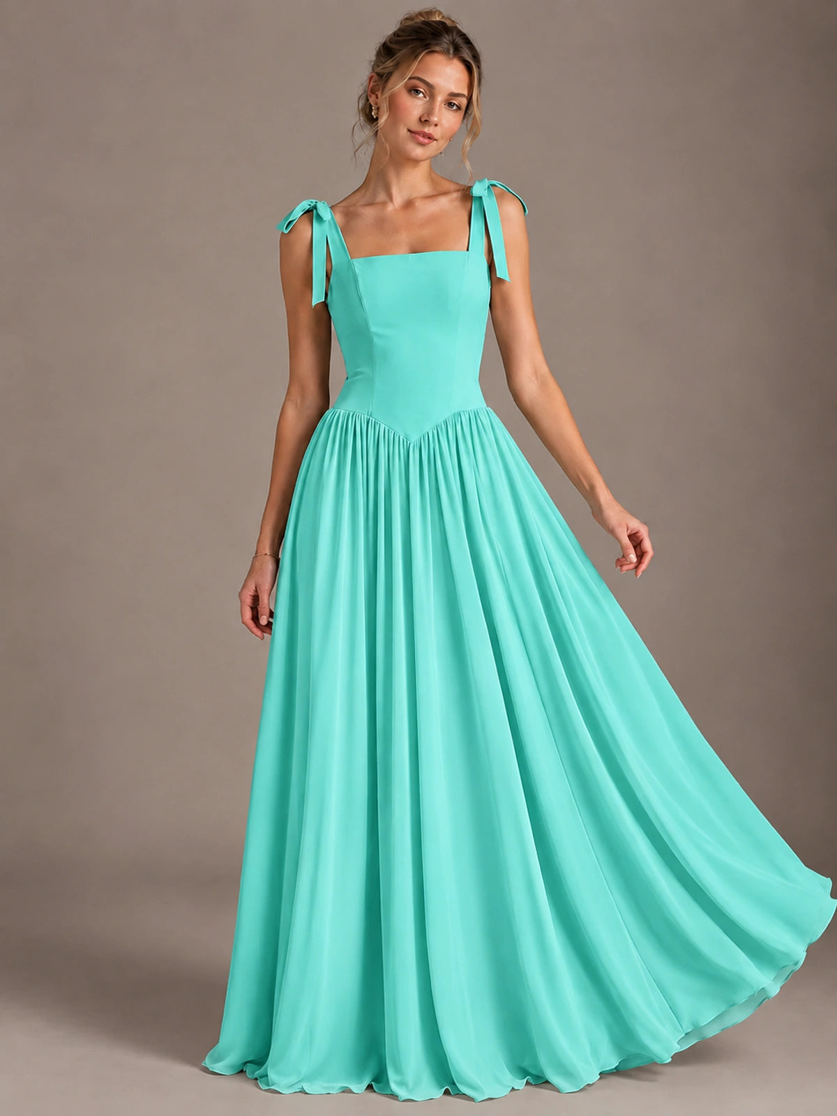 Square Neck A-Line Maxi Dress