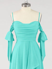 A-Line Ruffles Chiffon Bridesmaid Dress with Slit