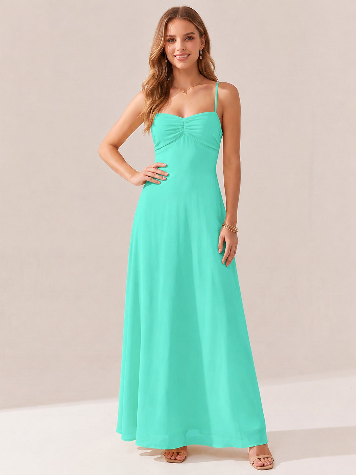 JOVELLEE Yellow Sweetheart Ruched Bust Chiffon Maxi Dress