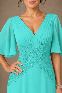 A-Line Chiffon Mother of the Bride Dress with Applique