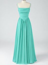 Spaghetti Strap Ruched Chiffon Maxi Dress with Backless
