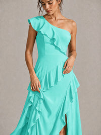 Sage Green One Shoulder Ruffle Bridesmaid Dress