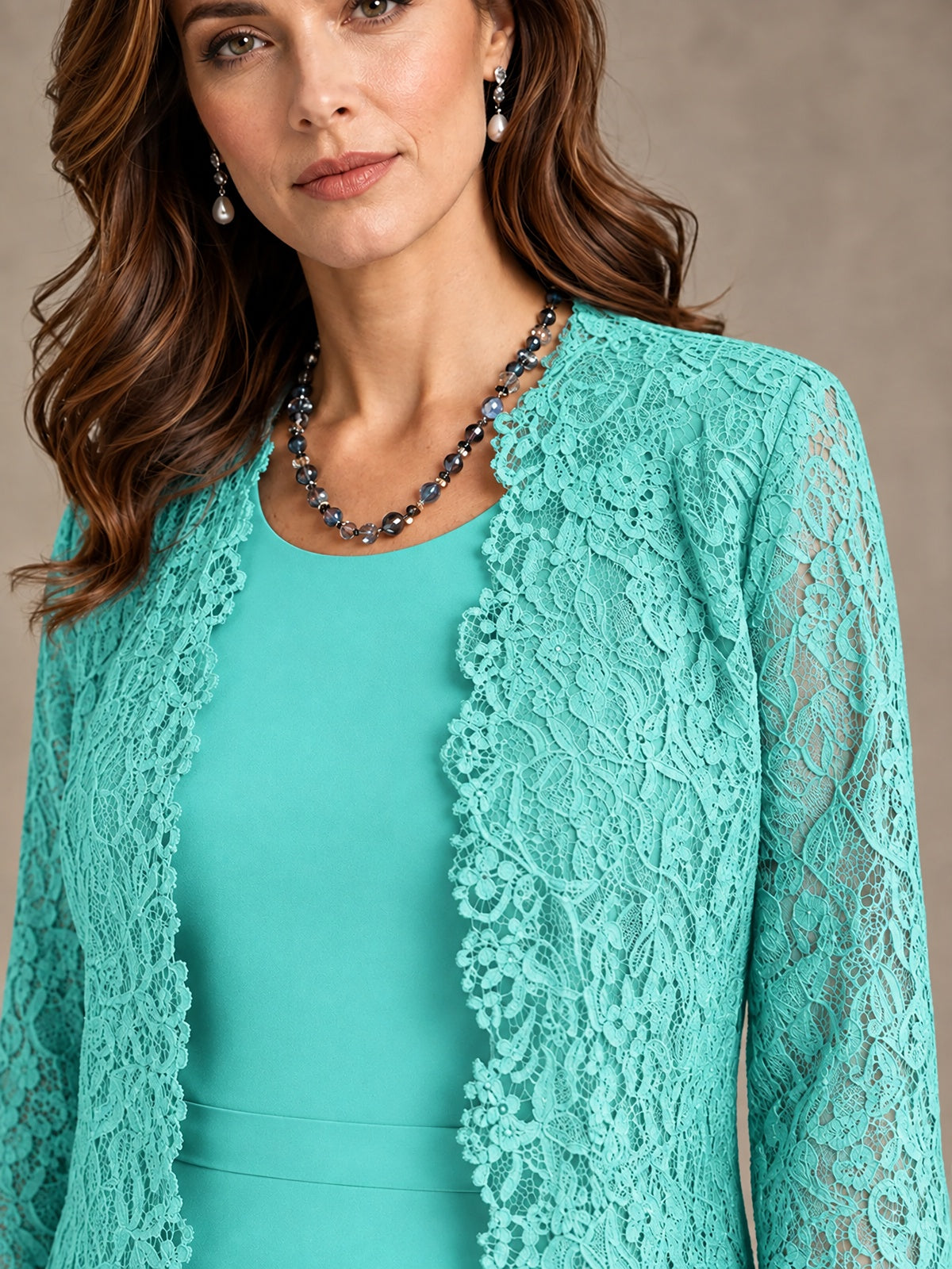 2-Piece Chiffon Mother of the Bride Dress with Lace Jacket