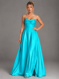Sweetheart Neck Strapless Satin A-Line Prom Dress