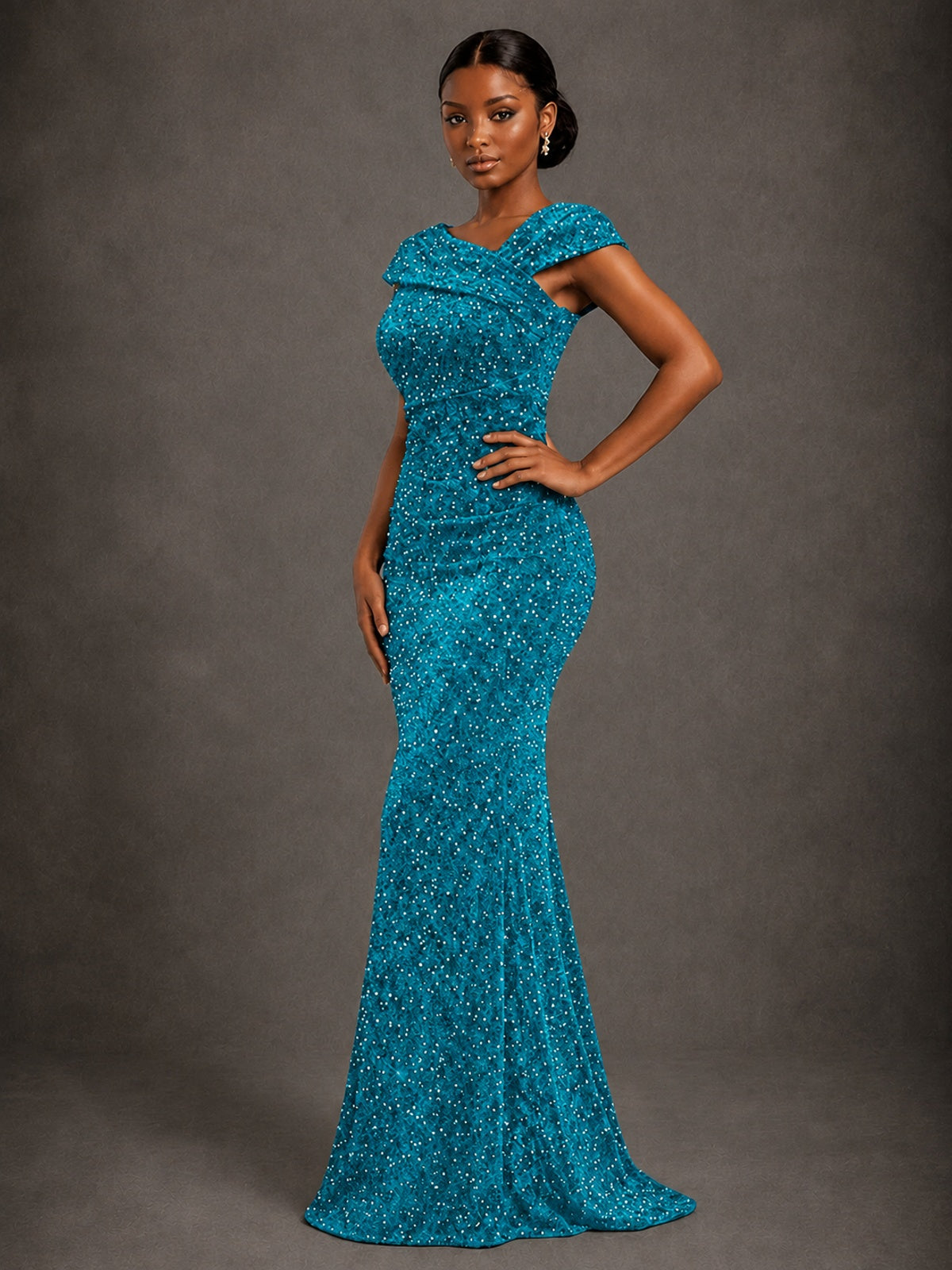 Sequin Off Shoulder Mermaid Prom Dress