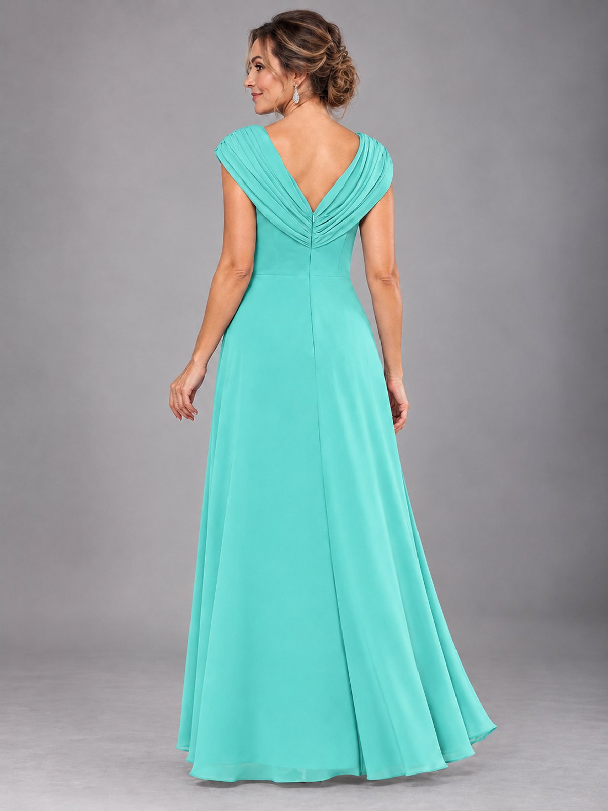 Cap Sleeve Chiffon A-Line Mother of the Bride Dress