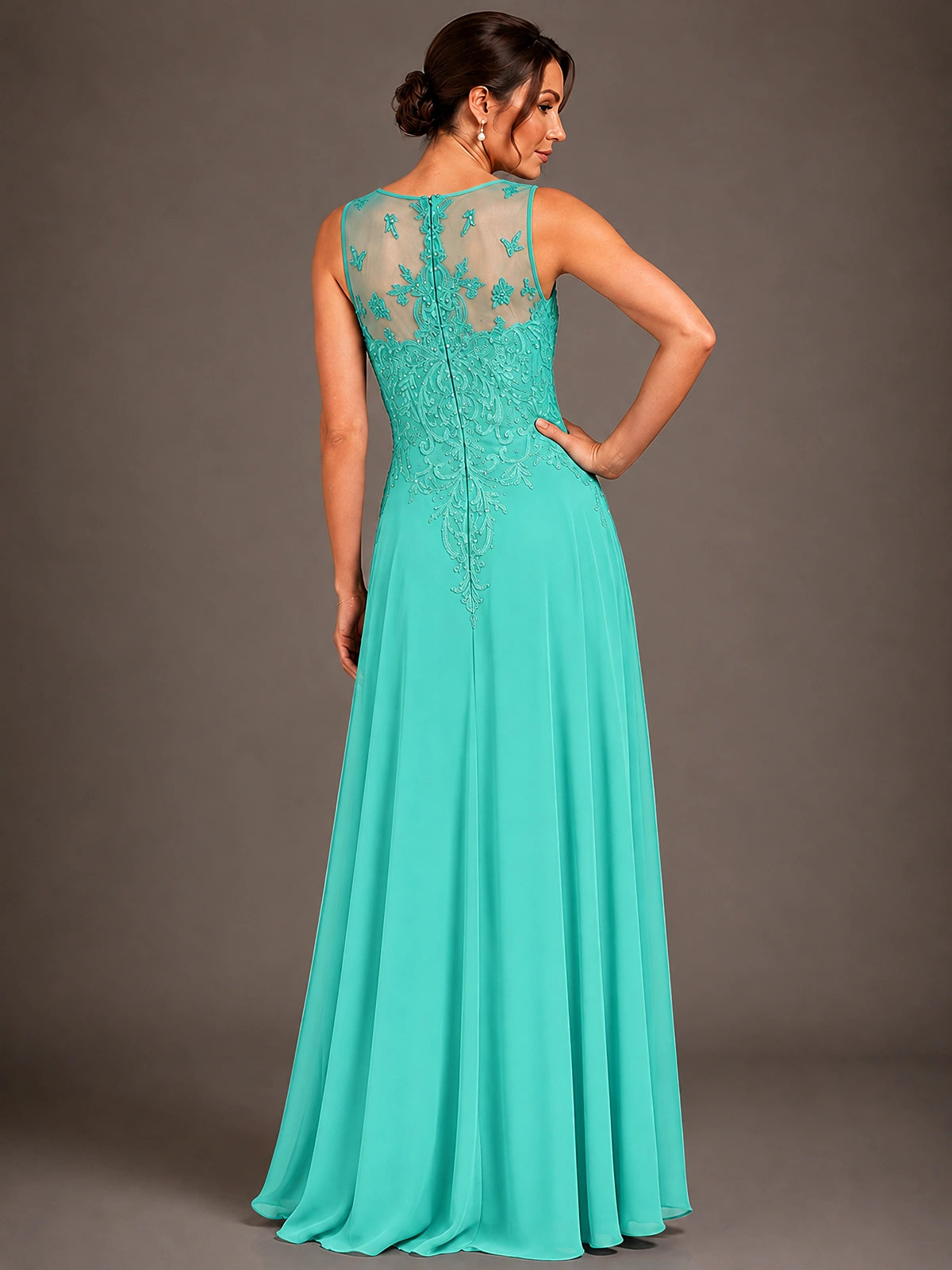 A-line 2 Pieces Chiffon Appliques Mother of The Bride Dresses with Jackets