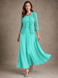 2-Piece Chiffon Mother of the Bride Dress with Lace Jacket