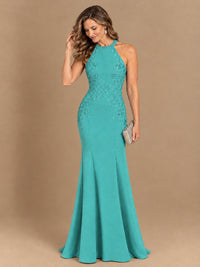 Halter Neckline Lace Appliques Mother of The Bride Dresses