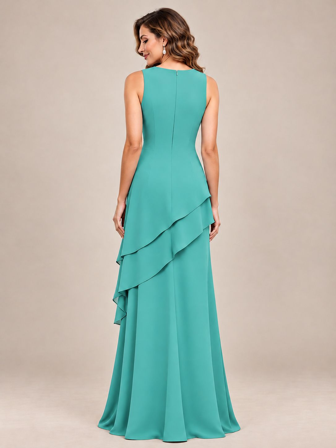 Dusty Blue Two-Piece Chiffon Mother of the Bride Dress with Jacket