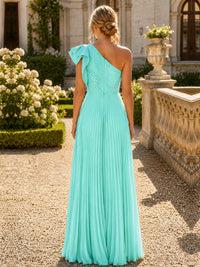 One Shoulder Pleated Chiffon A-Line Floor-Length Bridesmaid Dress