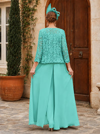 Elegant 3-Piece Chiffon Mother of the Bride Pantsuit with Floral Applique Jacket