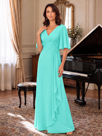 V-Neck Chiffon Lace Mother of the Bride Dresses