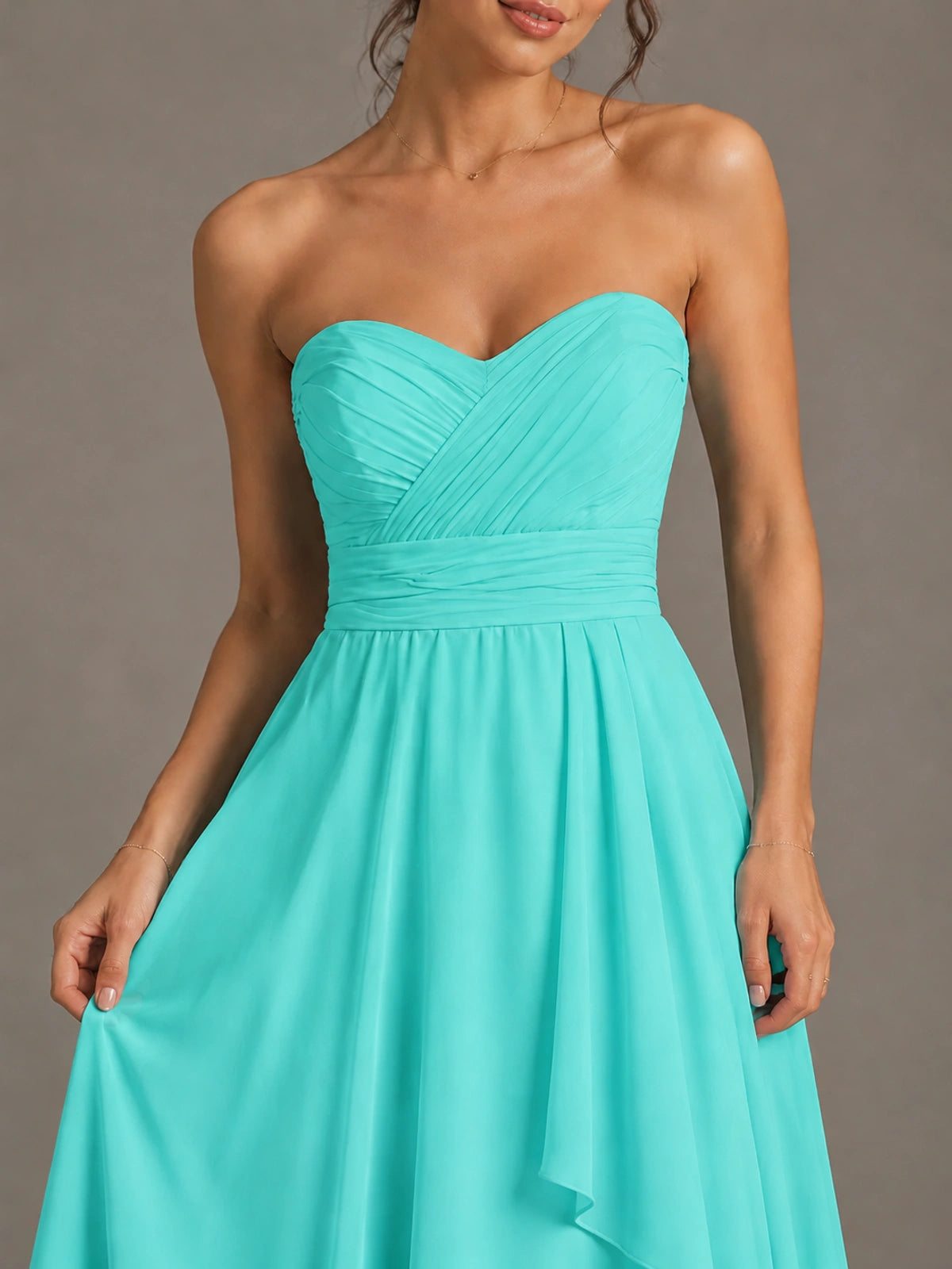 Strapless Ruffle A-Line Maxi Dress