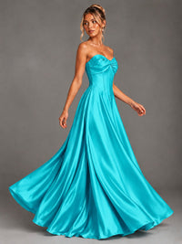 Sweetheart Neck Strapless Satin A-Line Prom Dress