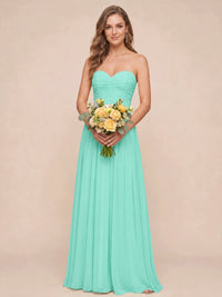 Strapless Pleated Chiffon A-Line Bridesmaid Dress