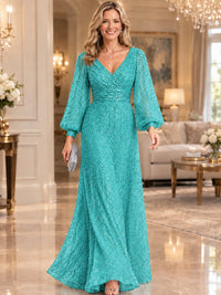 Sparkle Sequin Mother of The Bride Dresses with Long Sleeves