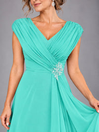 Cap Sleeve Chiffon A-Line Mother of the Bride Dress