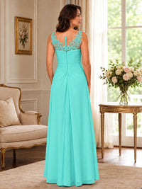Elegant Chiffon Mother of the Bride Dress with Lace Applique and Cape Sleeves