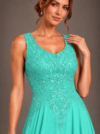 A-line 2 Pieces Chiffon Appliques Mother of The Bride Dresses with Jackets
