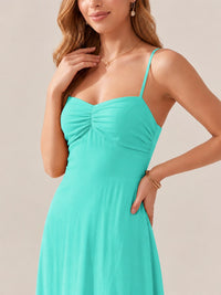 JOVELLEE Yellow Sweetheart Ruched Bust Chiffon Maxi Dress