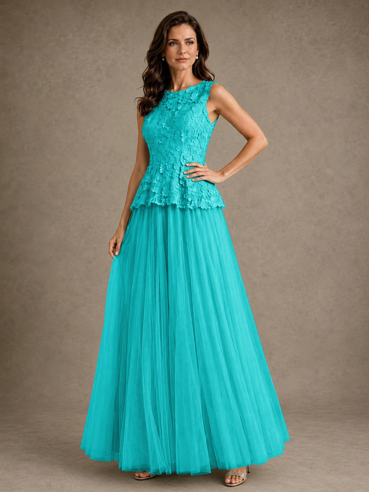 A-Line Chiffon Mother of the Bride Dress with Lace Appliques