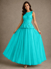 A-Line Chiffon Mother of the Bride Dress with Lace Appliques