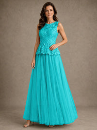 A-Line Chiffon Mother of the Bride Dress with Lace Appliques